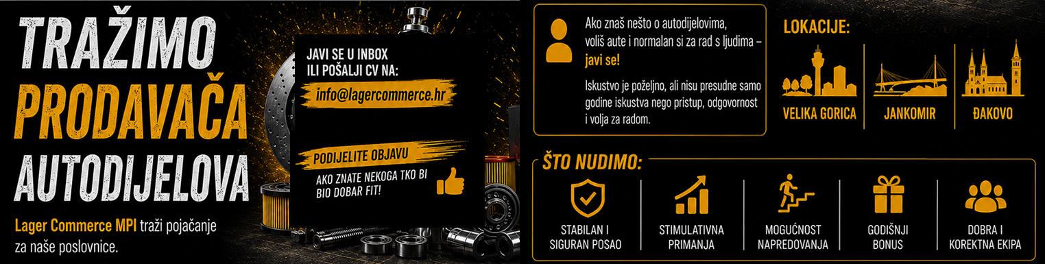 TRAŽIMO PRODAVAČA AUTODIJELOVA