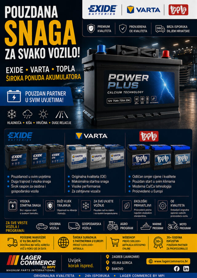 POUZDANA SNAGA ZA SVAKO VOZILO - EXIDE, VARTA, TOPLA!